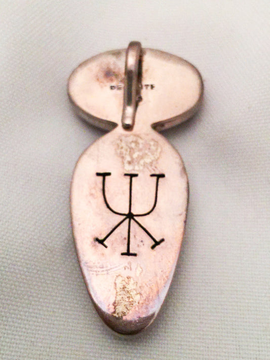 Long Agate Pendant set in Heavy Sterling Silver Green Brown Earth Tones