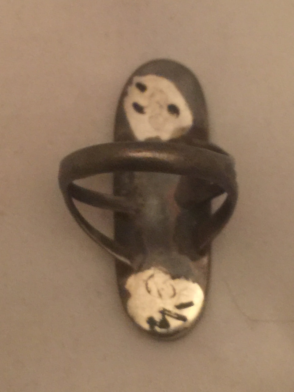 Vintage Sterling Silver Turquoise Southwest Tribal Ring Petite Pointe Size 6.25 Weight 8.1g