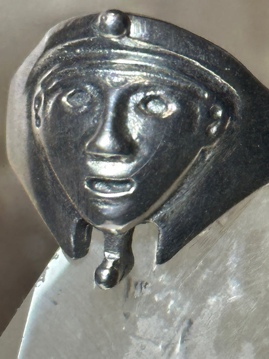 Face ring size 8 Egyptian style Pharaoh sterling silver women