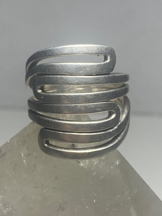 Knuckle ring cigar band sterling silver women