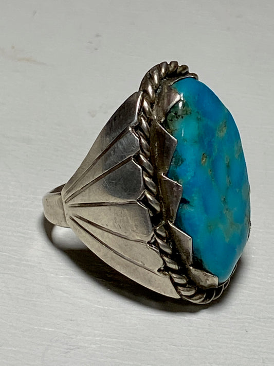 Turquoise ring Navajo southwest tribal sterling silver women