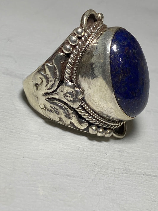 Blue Lapis ring size 7.50 tribal sterling silver women men