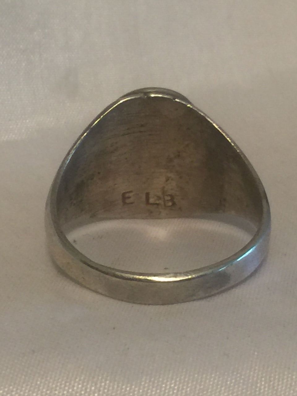 Vintage Sterling Silver Southwest Turquoise Tribal Ring Sign ELB Size 11 Weight 7.9g