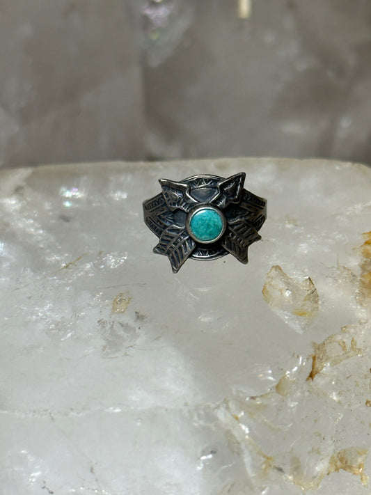 Turquoise ring crossed arrows size 2.50 sterling silver women