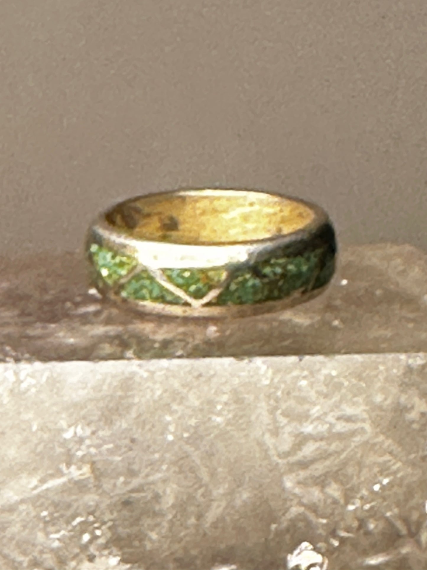 Turquoise ring size 5 Zuni band wedding sterling silver women