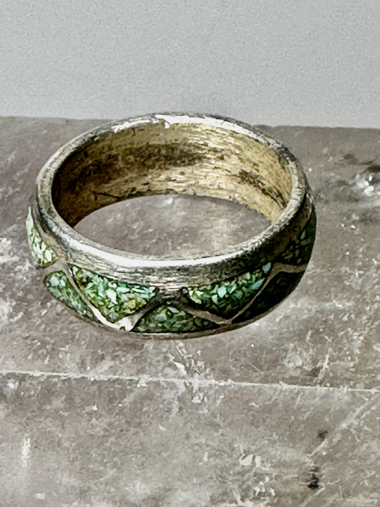 Turquoise ring size 5.25 Zuni band wedding sterling silver women b