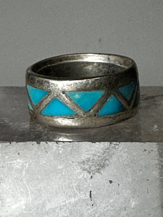Turquoise ring size 4.25 Zuni band wedding sterling silver women