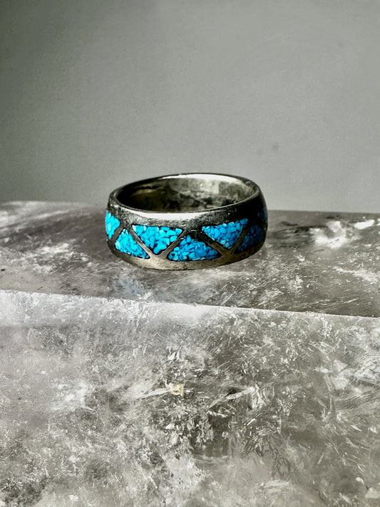 Turquoise ring size 4.50 Zuni band wedding sterling silver women