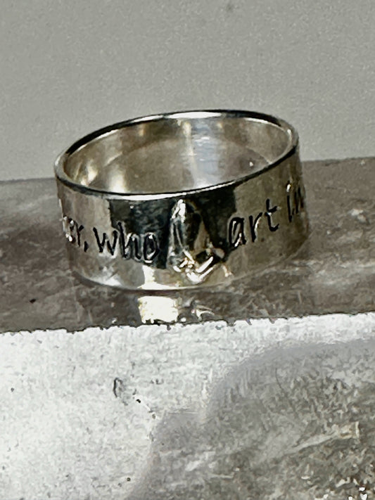 Hands ring Our father who are in heaven religious band size 6.75 sterling silver women