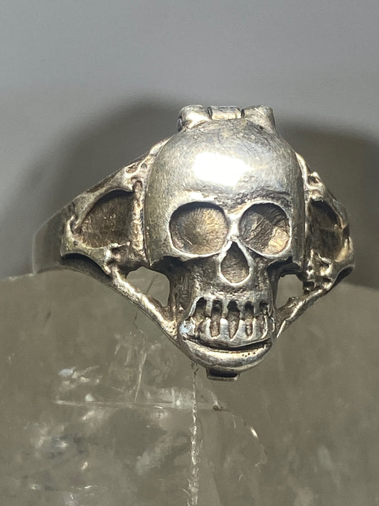 Skull ring poison band sterling silver biker women girls