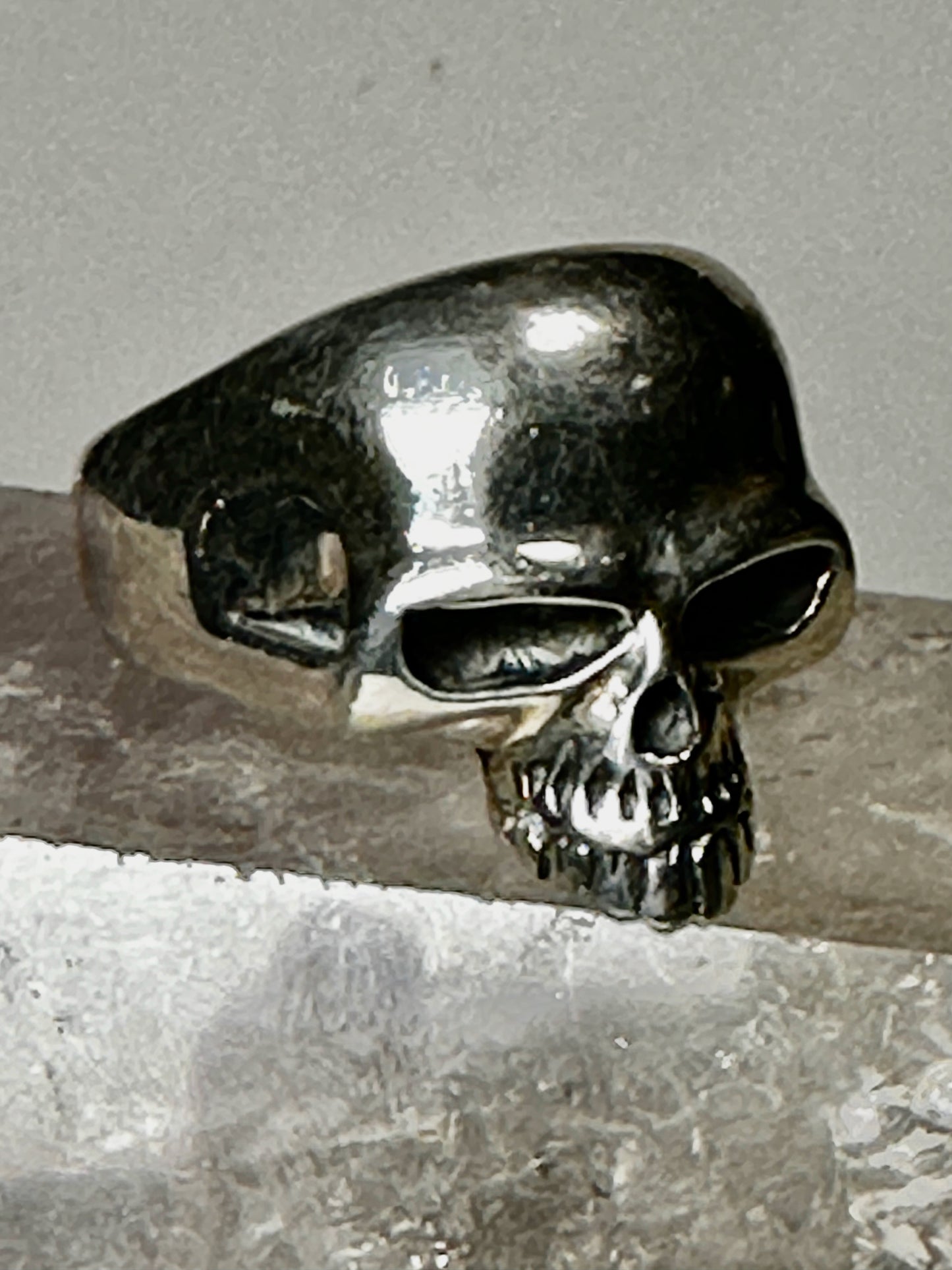 Skull ring size 14 biker band sterling silver men