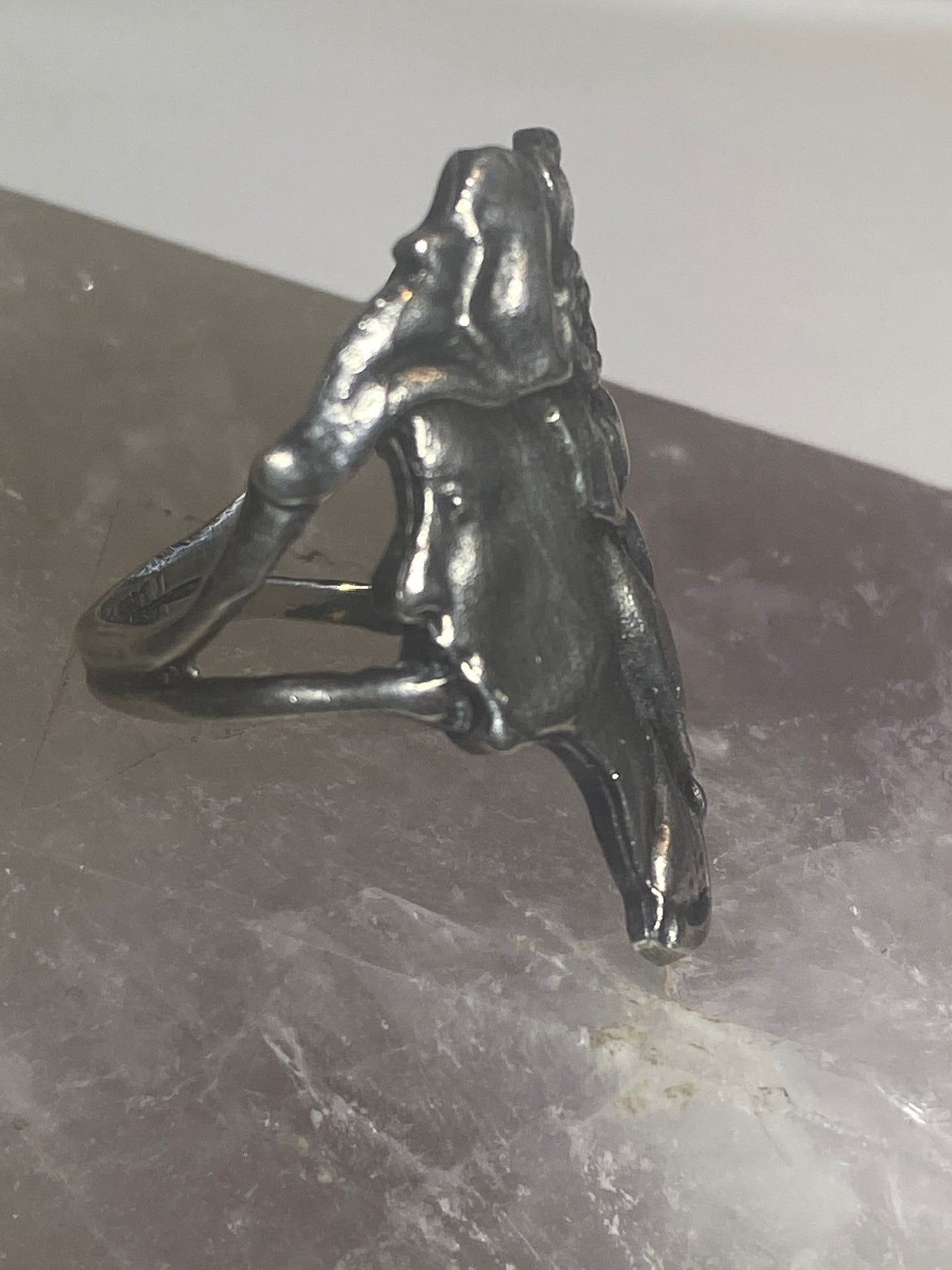 Lady face ring floral flowers band sterling silver women girls