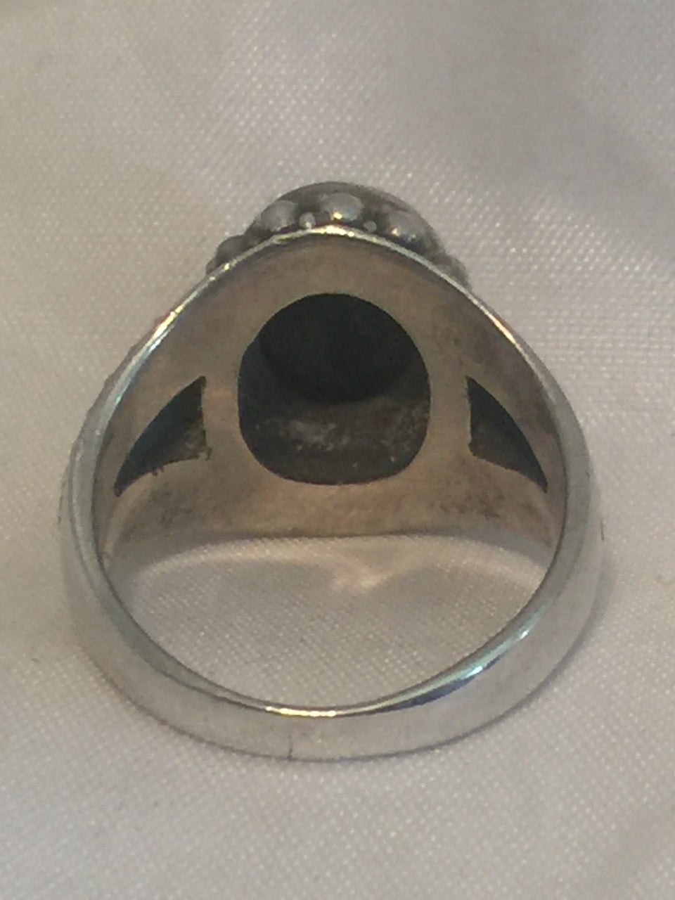 Vintage Sterling Silver Onyx Ring Band Size 6 6.8g