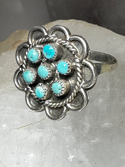 Zuni ring Turquoise size 8 petite point southwestern sterling silver women