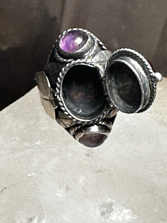 Amethyst poison ring size 8 sterling silver sterling women