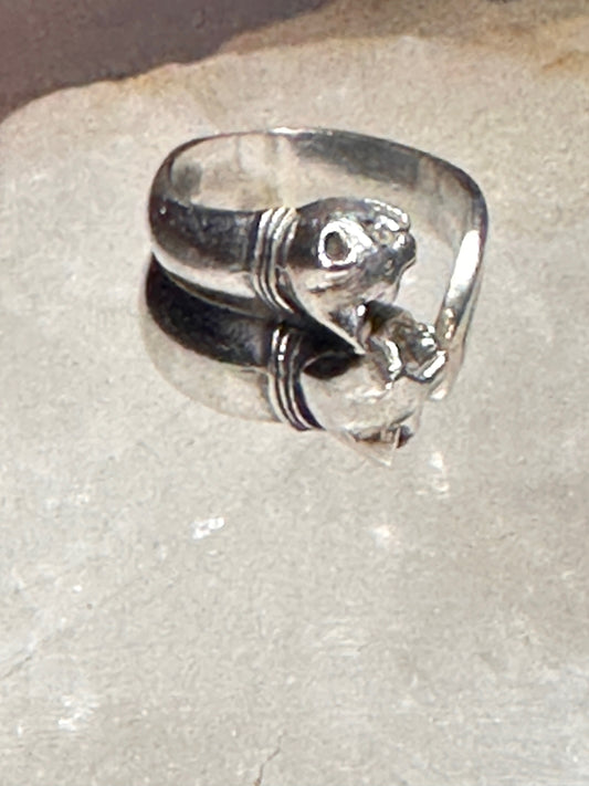 Cat ring size 5.50 cats kitten band sterling silver sterling women girls