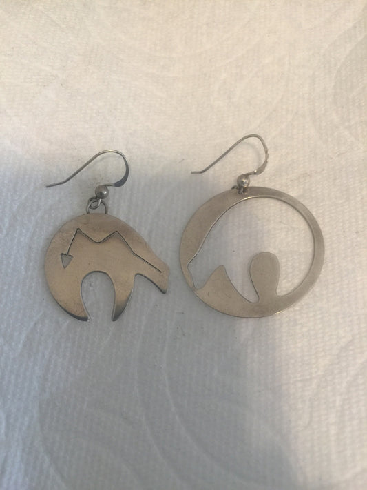 Bear Earrings Vintage Sterling Silver Southwest Tribal 5.1g