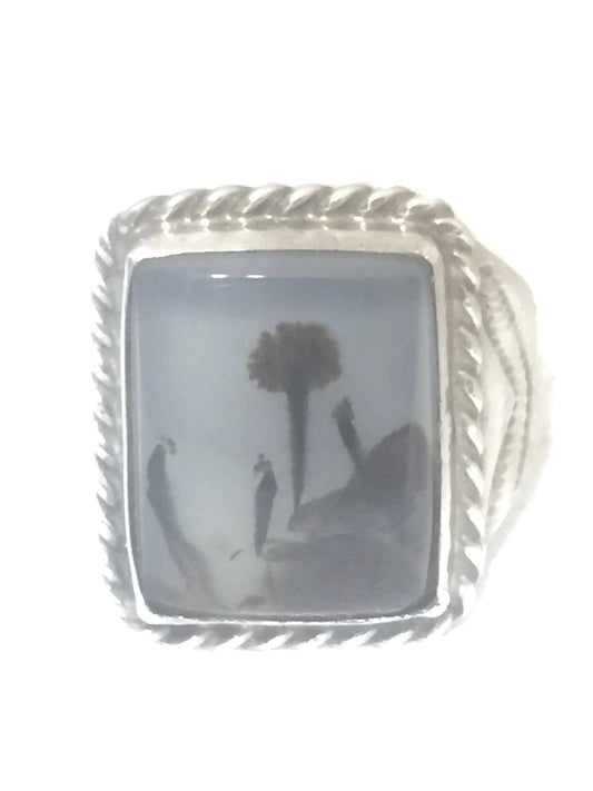 Agate Ring Sterling Silver Southwest Size 8.25