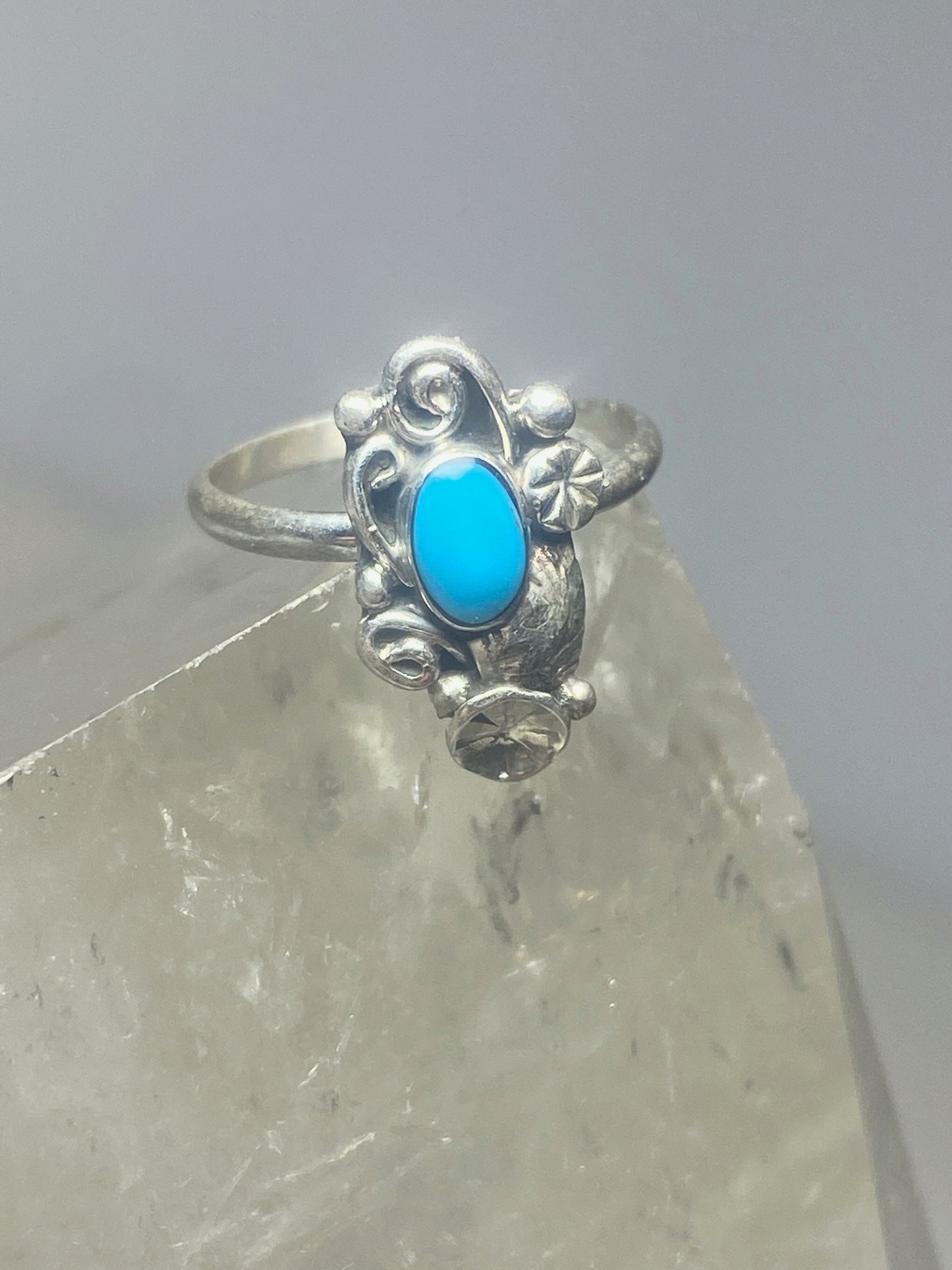 Turquoise ring southwest pinky floral leaves blossom baby children women girls