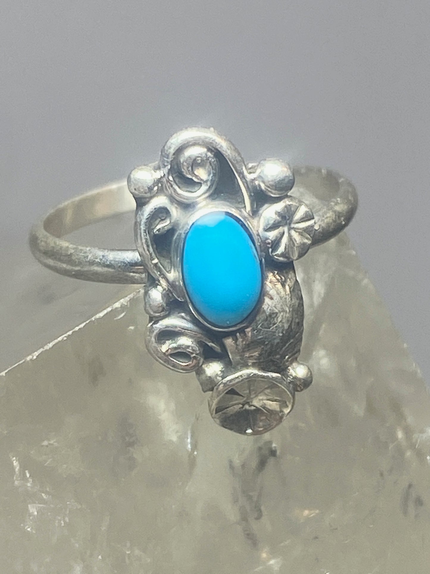 Turquoise ring southwest pinky floral leaves blossom baby children women girls