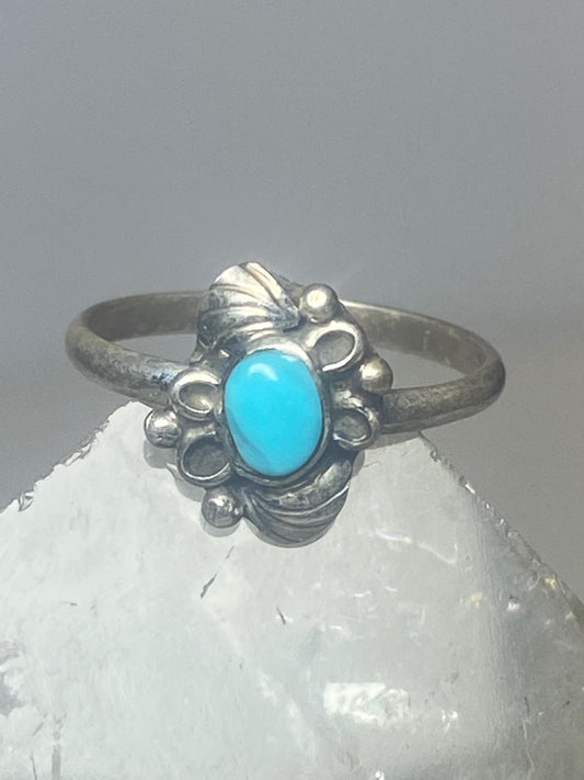 Turquoise ring southwest pinky floral leaves blossom baby children women girls d