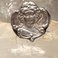 Art Deco face ring size  4.50 leaf scroll band sterling silver women