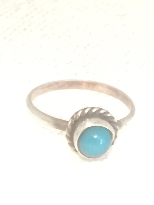 Vintage Sterling Silver Southwest Tribal Turquoise Ring Pinky Baby Children Size 3.50 1g