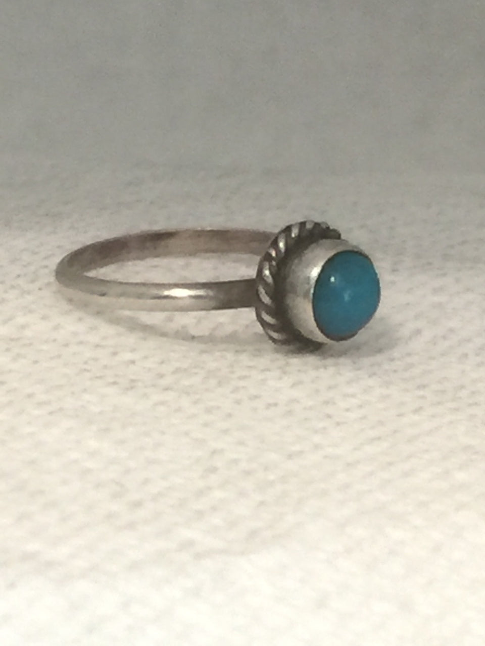 Vintage Sterling Silver Southwest Tribal Turquoise Ring Pinky Baby Children Size 3.50 1g
