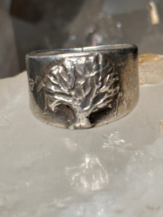 Tree ring size 8.25 band sterling silver women men