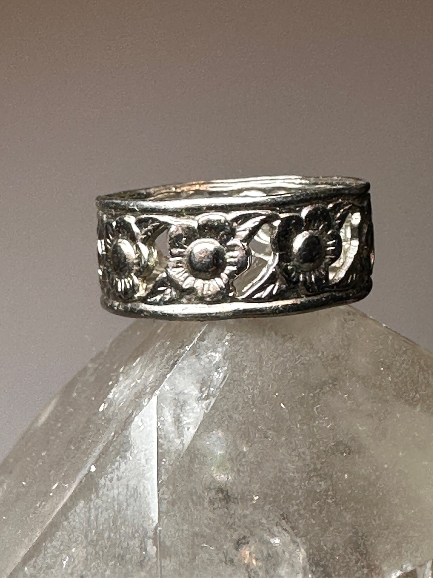 Floral ring size 7.50 flower band women