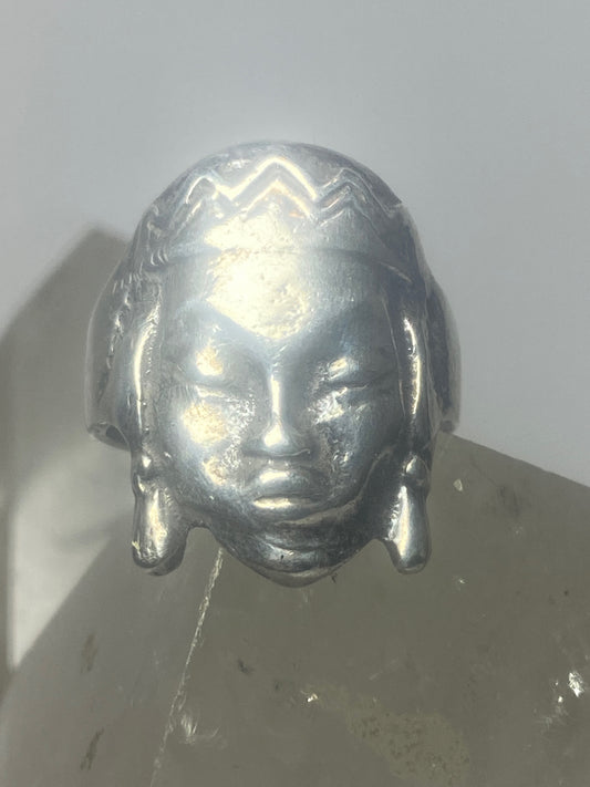 Face ring sterling silver women girls