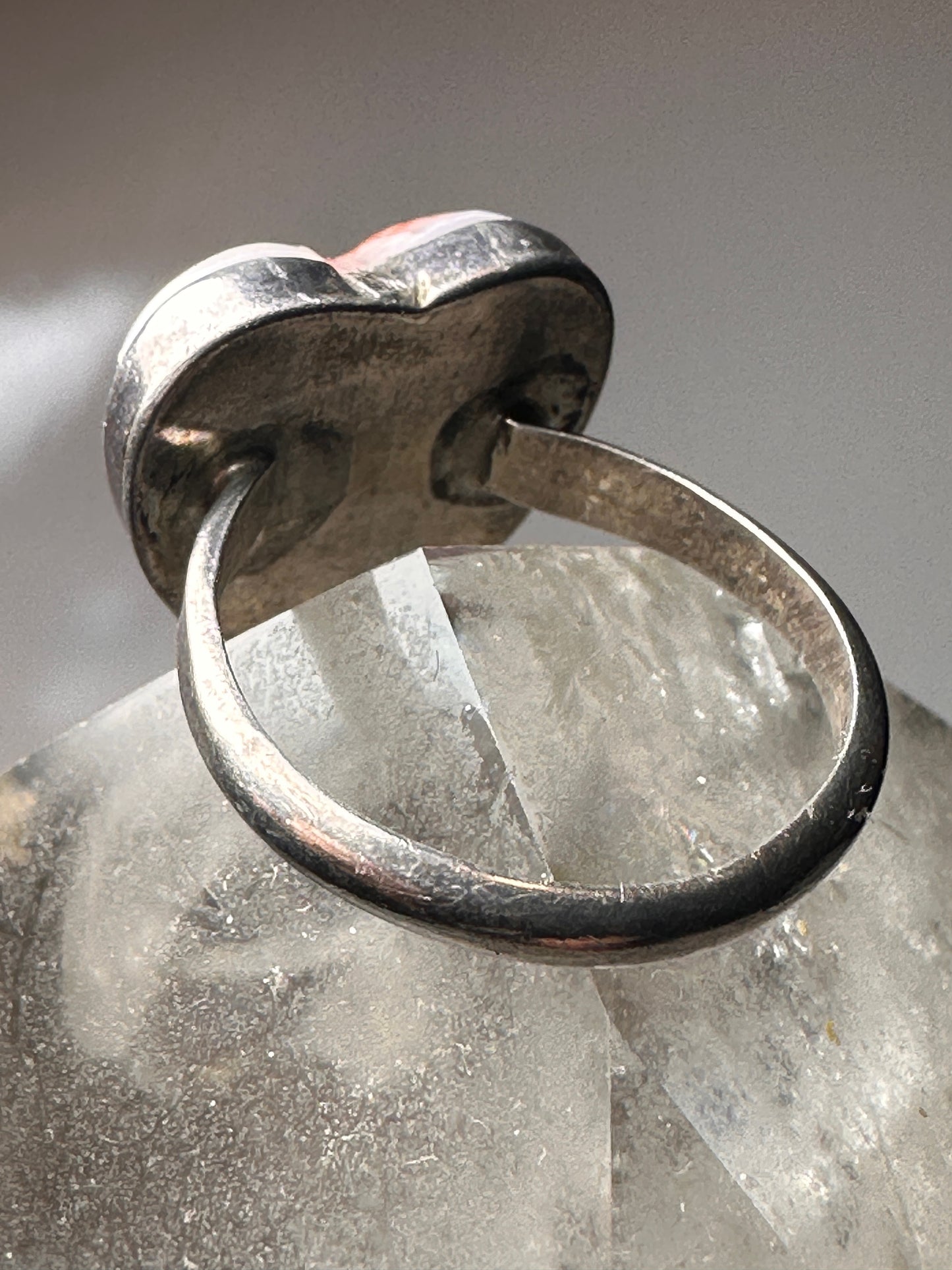 Heart ring size 7 southwest love Valentine turquoise coral sterling silver women