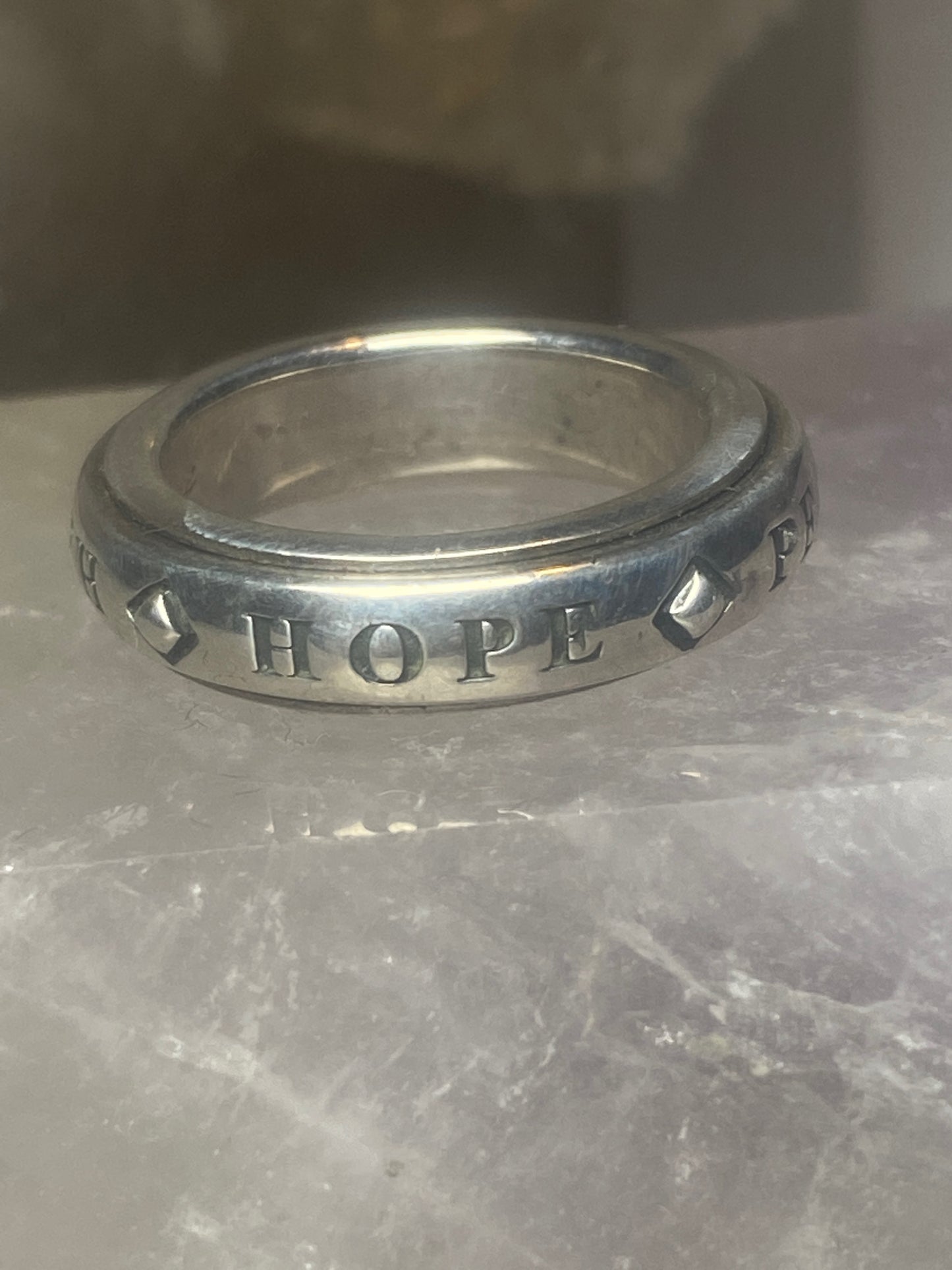 Love Ring Peace Faith Hope spinner wedding band sterling silver women