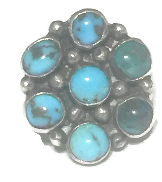 Zuni Ring Petite Point Flower Sterling Size 8