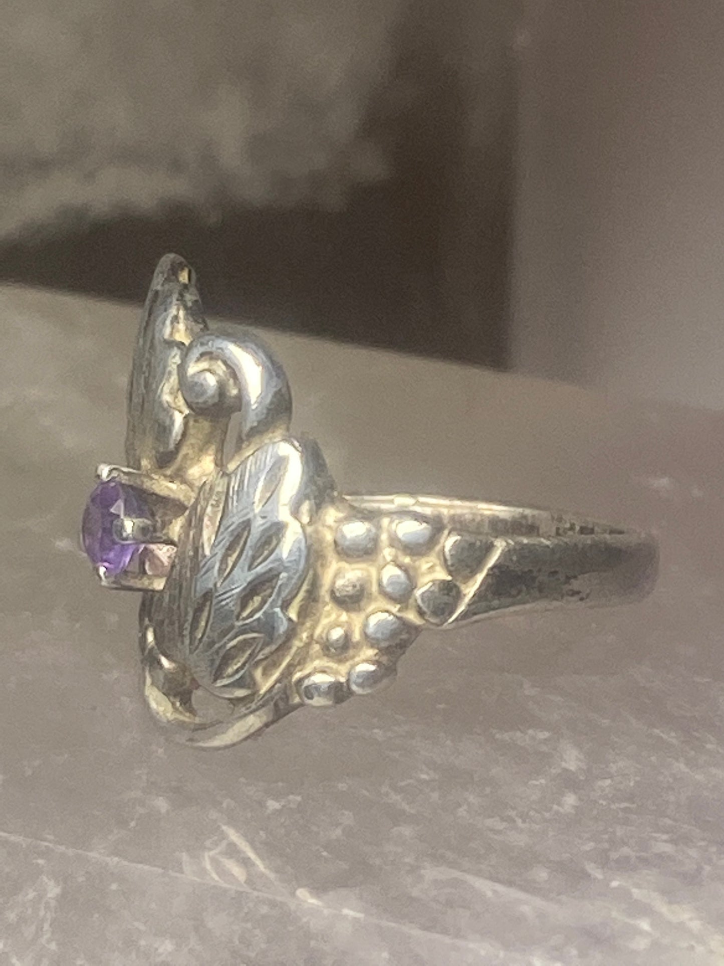 Floral ring leaves pinky sterling silver women girls