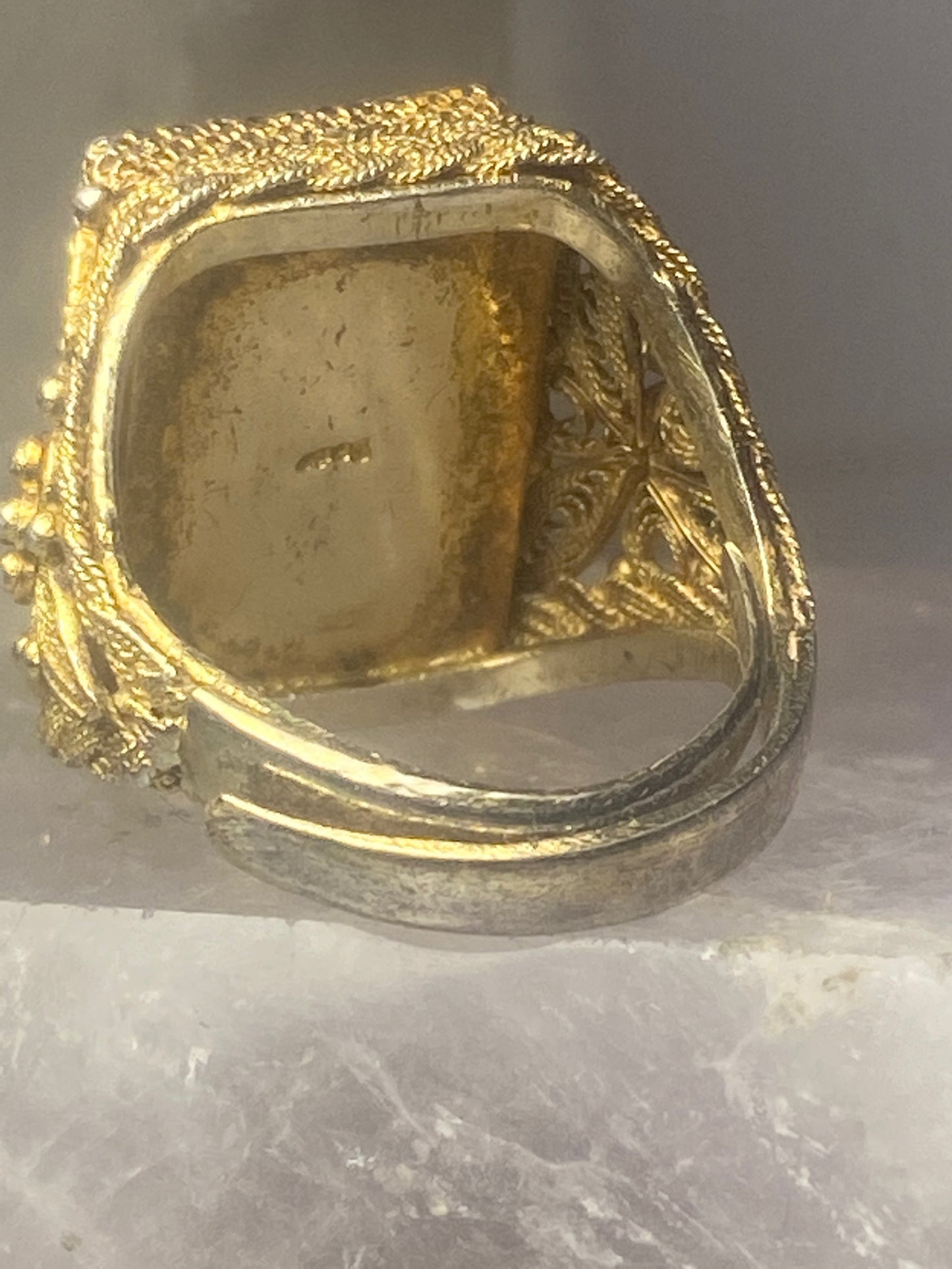 Cinnabar floral ring size 5.50 sterling silver women