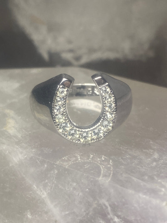 Horseshoe ring good luck band pinky ring sterling silver women