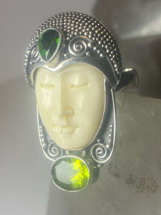 Face ring long boho sterling silver women girls