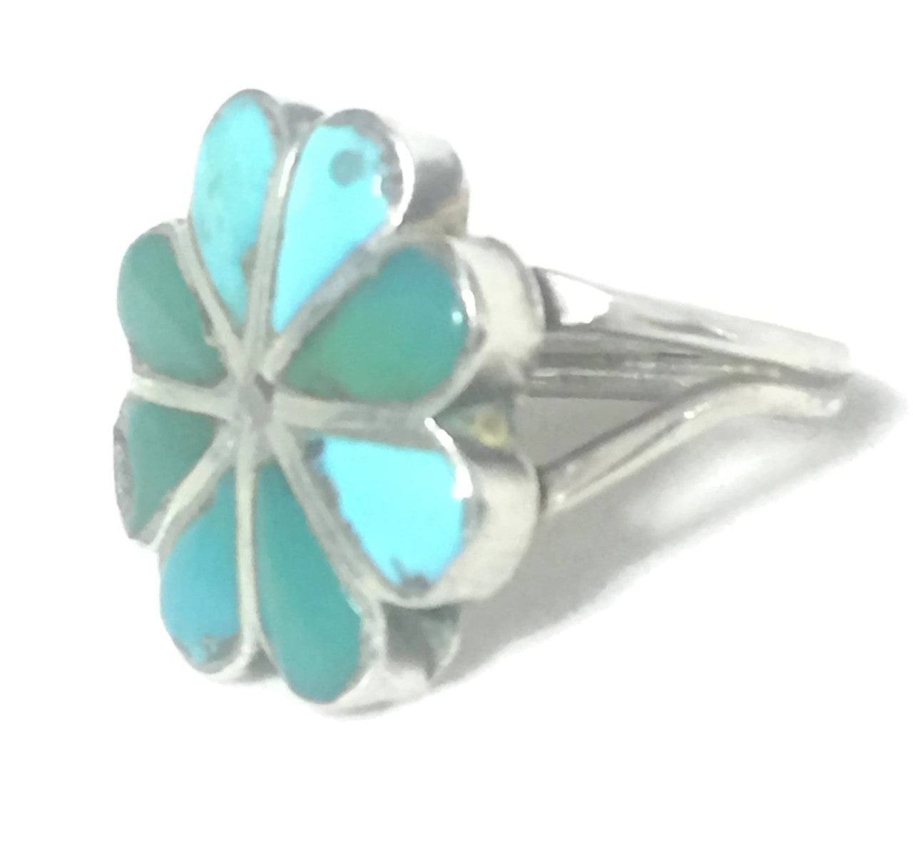 Zuni Flower Turquoise Sterling Silver Size 5.25