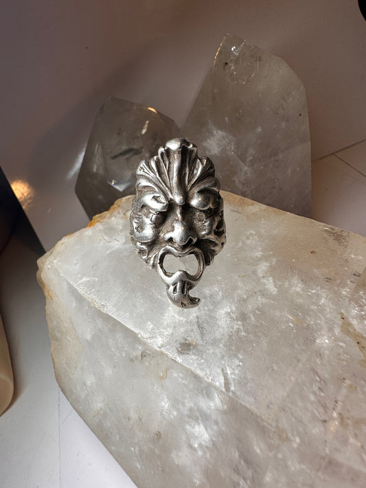 Gargoyle ring size 9 north wind face band sterling silver women men