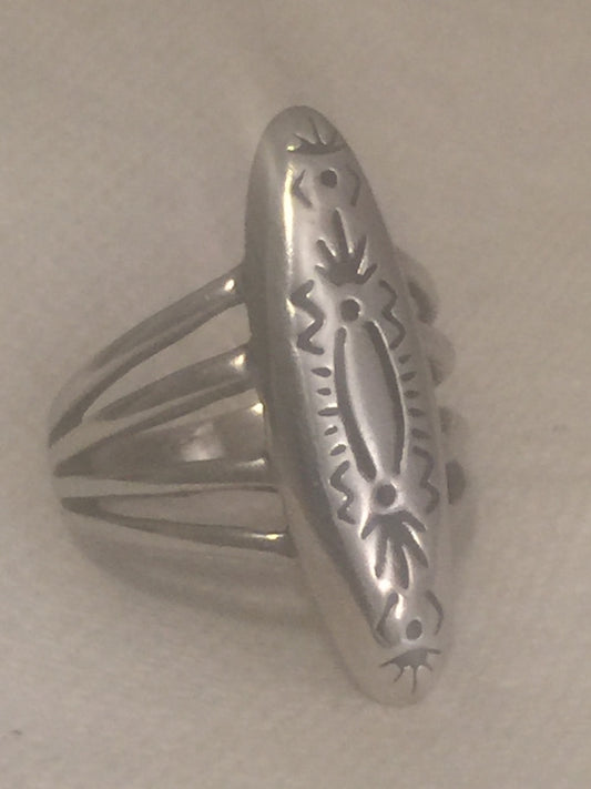 Vintage Sterling Silver Long Native American Ring Size 10 9.7g