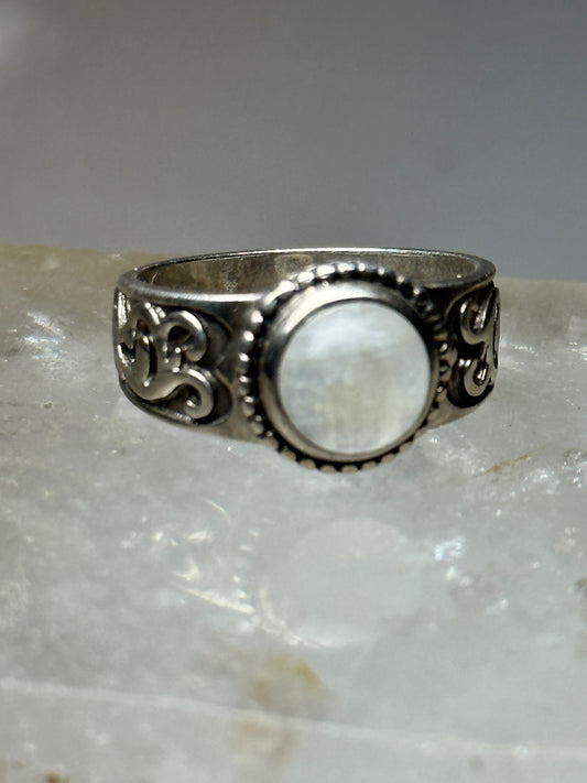 Moonstone ring size 8 boho sterling silver women