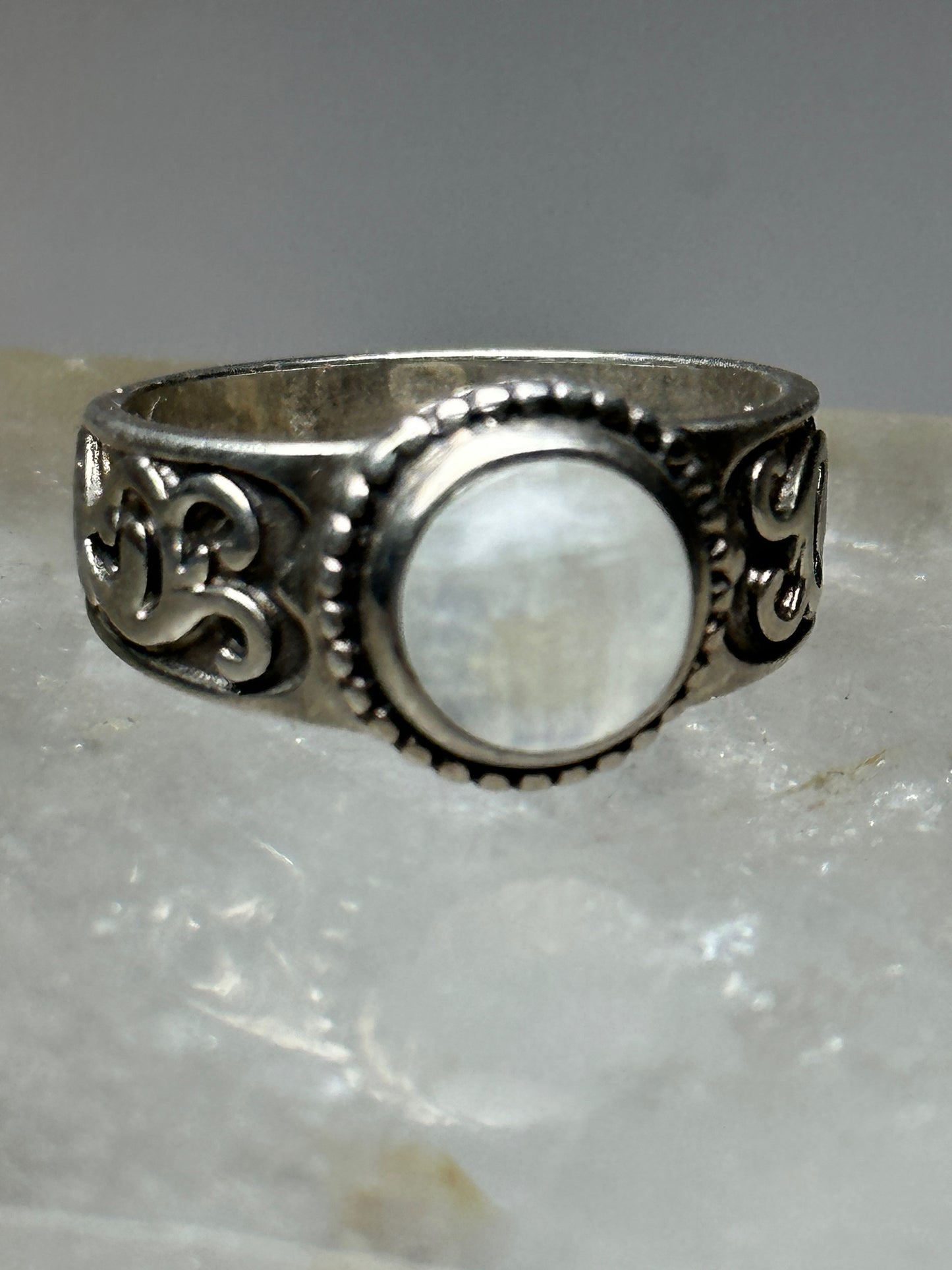 Moonstone ring size 8 boho sterling silver women