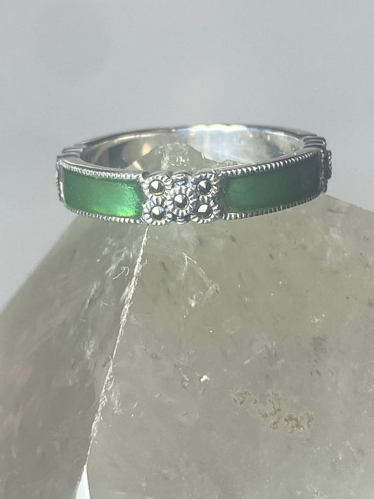 Judith Jack ring size 8 stacker green band marcasites sterling silver