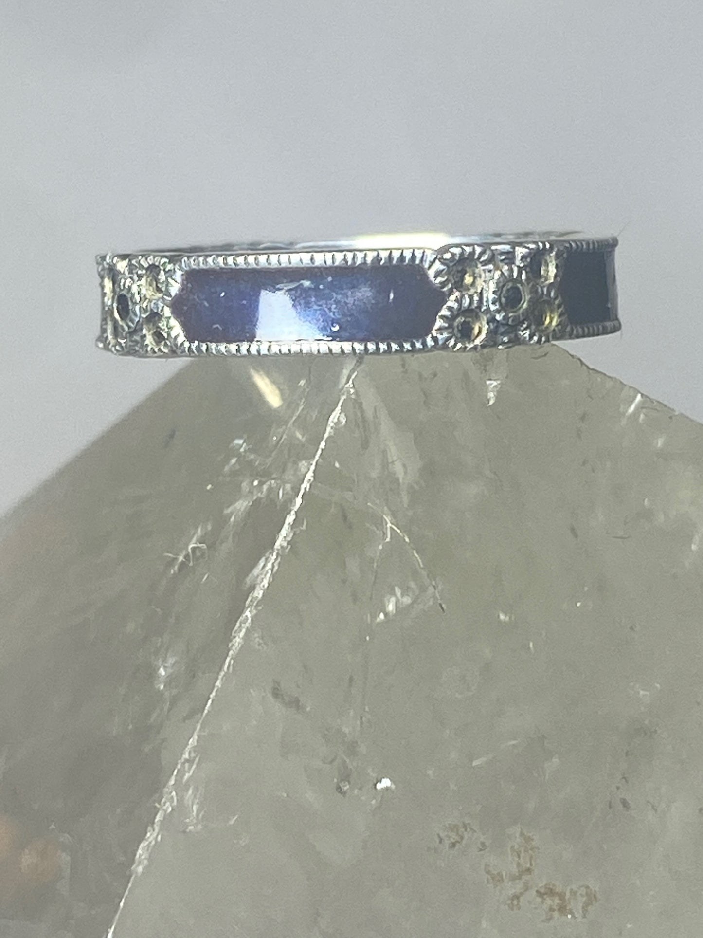 Judith Jack ring size 6.75 stacker deep blue band marcasites  sterling silver