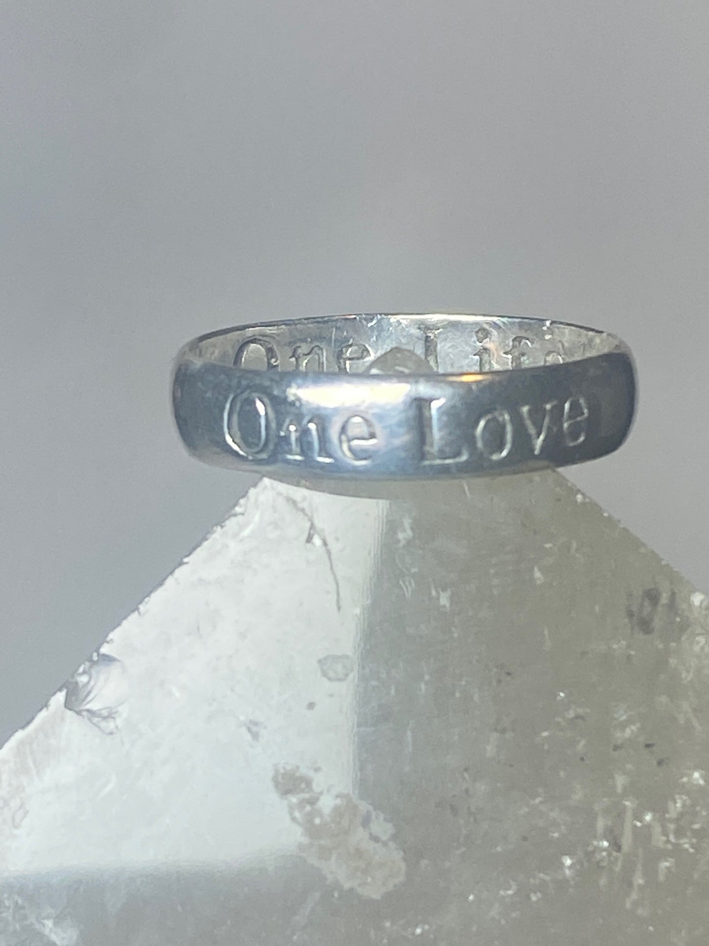 One Love One Life ring size 9.25 band words sterling silver