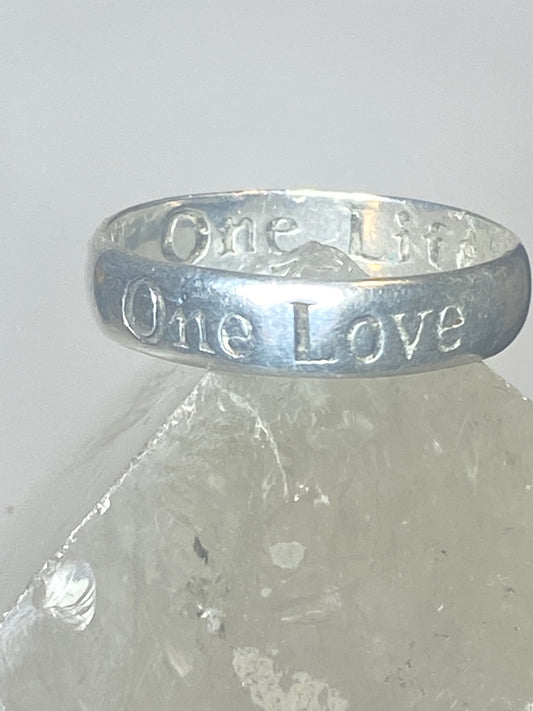 One Love One Life ring size 9.25 band words sterling silver