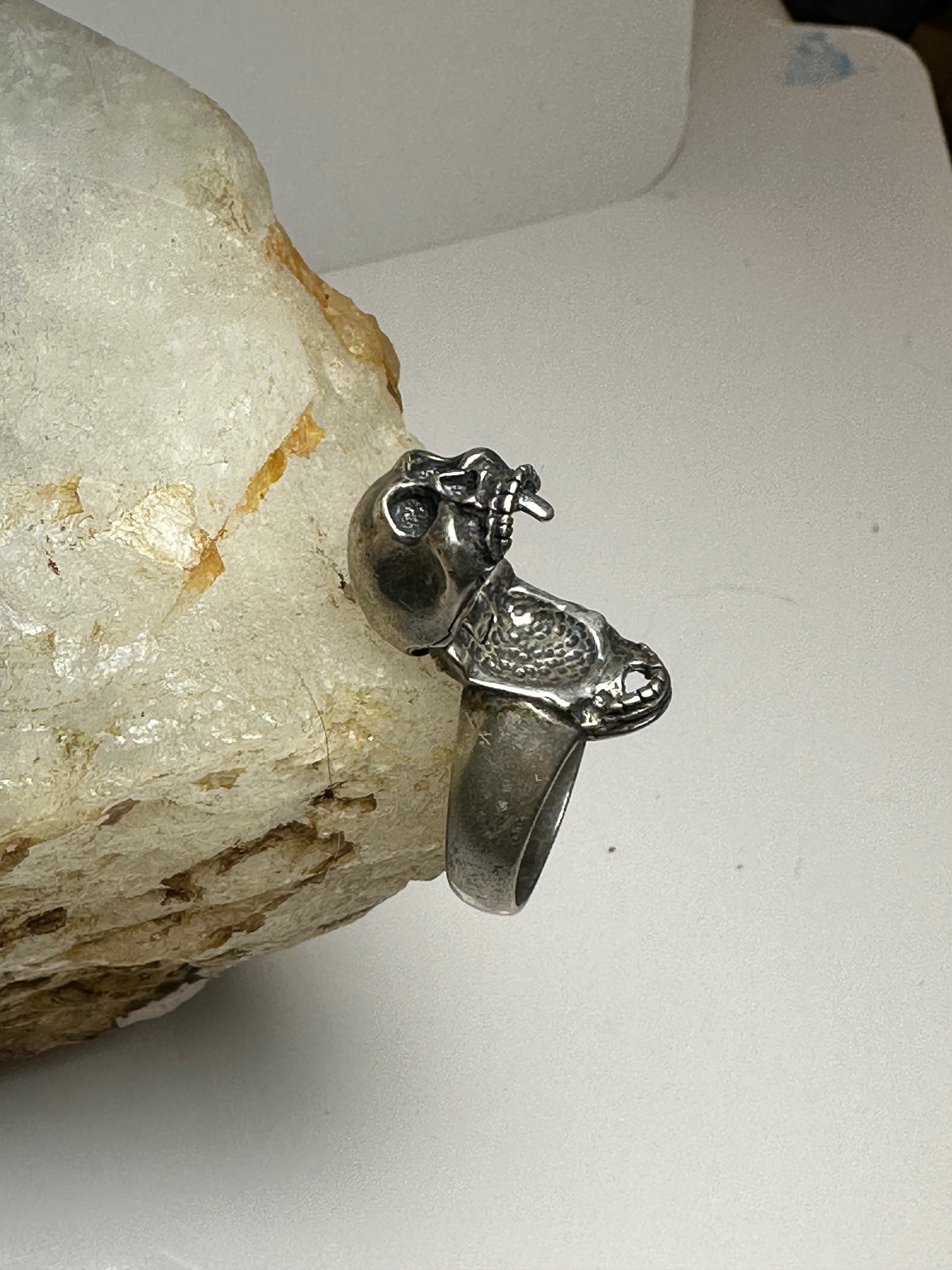 Skull poison ring size 8.75 biker sterling silver women