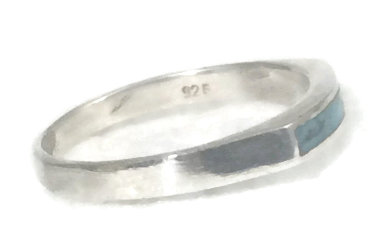 Turquoise Southwest Ring Sterling Silver Stacker Baby Band Size 3.5