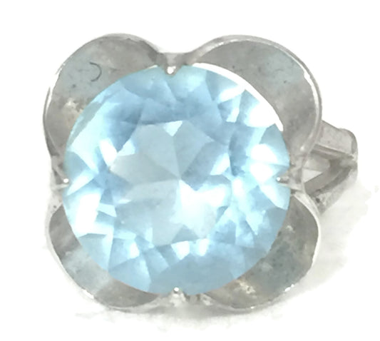 Vintage Flower Ring Sterling Silver Signed ESPO Size 6